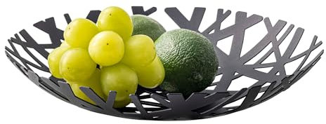Yamazaki 2498 TOWER Obstschale, Schwarz, Stahl, Minimalistisch, 26 x 26 x 4,5 cm