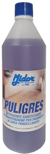 Midor Detergente per Pavimenti in gres porcellanato, rimuove annerimenti dai Pavimenti e Rivestimenti, Lascia Le superfici Lucide e Senza aloni - 1000ml - Puligres