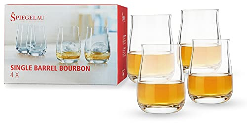 Spiegelau Single Barrel Bourbon Glasses Set of 4 - European-Made Crystal, Modern Whiskey Glasses, Dishwasher Safe, Cocktail Glass Gift Set - 13.25 oz
