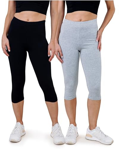 Leggings capri de mujer SES 3/4, 2 piezas, algodón, 3-5