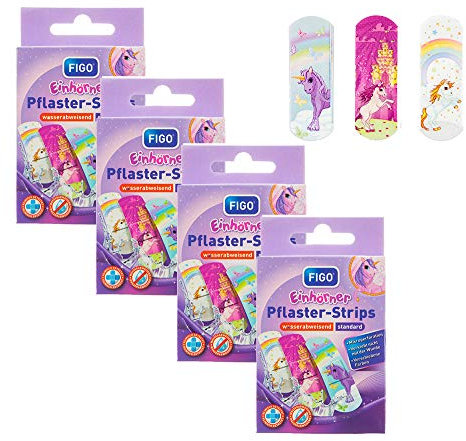 varivendo Notizblock + 40 Kunterbunte Figo Kinderpflaster Pflaster Kinder Wundpflaster Kunterbunt (d. 40x Einhörner)