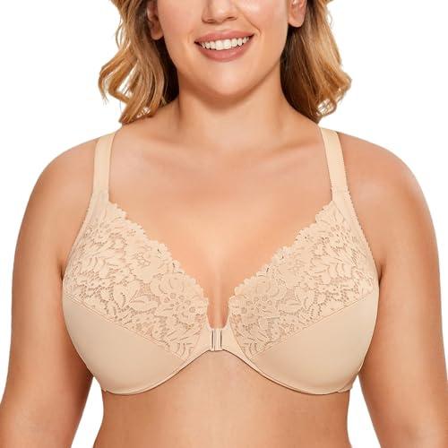 DELIMIRA Dam-BH med brottarrygg och framtill Beige 80B