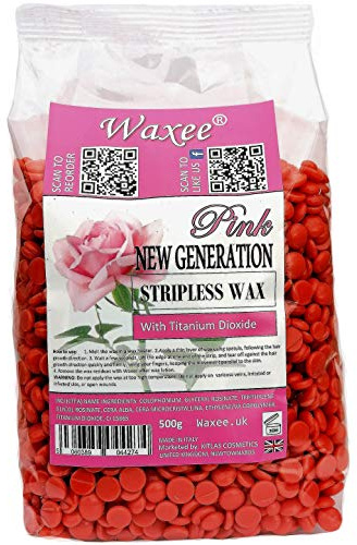 Randigt hårt filmvax ny generation, brasiliansk skalbar, skalas av flexibla vaxpärlor 500 g, rosa.