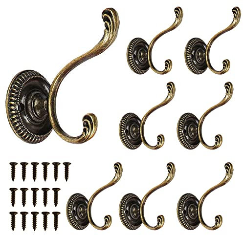TaimeiMao Garderobenhaken Vintage,8 Stück Garderobenhaken Bronze,Schlafzimmer Mantel Hut Haken,Kleiderhaken Wand Vintage mit 24 Schrauben,für Badezimmer,Kleiderschrank,Schlafzimmer,Büro,Tür