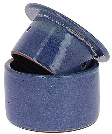 Poterie Turgis - Beurrier à eau en grès bleu 210g - Made in Calvados