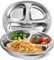 SOUJOY Lot de 4 assiettes divisées en acier inoxydable 18/10, 3 sections avec contrôle des portions, plateau de service compact en forme de singe incassable pour enfants, mangeurs difficiles, campeurs