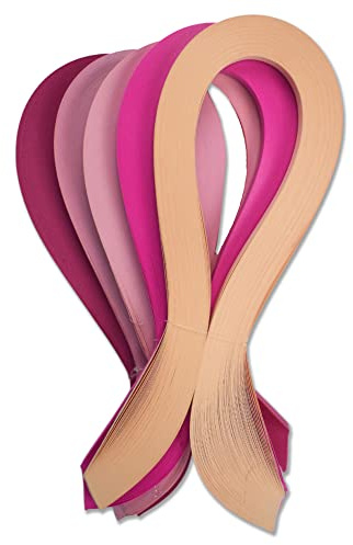 CrafTreat Rosa quilling-pappersremsor för hantverksarbete – 500 quilling-remsor, 3 mm, 30 cm långa – pappersfyllning för att dekorera kort, presentpåsar, bildramar och scrapbooking