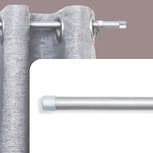 DALINA TEXTIL - Barra de Cortina Extensible Sin Terminales - Barra Cortinas Fina para Salón Dormitorio - Palos Cotinas Delgado 19mm sin Remates.Gris Plata 120-210cm