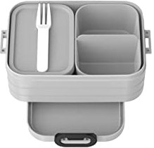 Mepal Brotdose Midi - Brotdose mit Bento Box - Für 2 Sandwiches oder 4 Brotscheiben - Lunchbox für kleine Snacks & Reste - Brotdose Erwachsene - Essenbox mit Fächern - Cool grey