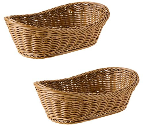 VENEKA Lot de 2 corbeille à pain en osier ovale de 10,2 pouces pour ranger les fruits et les cosmétiques de table et de salle de bain