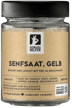 Bremer Gewürzhandel Senfkörner gelb, gemahlen, Senfmehl zum Kochen von Suppen und Soßen, gemahlene Senfsaat mit nussigem Geschmack, 60g im Glas