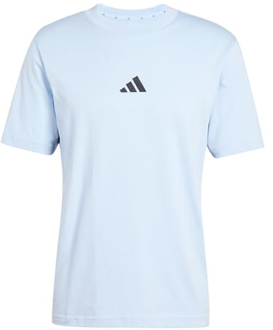 adidas Men's Essential Three Stripes Single Jersey TEE, Glow Blue/Black, S