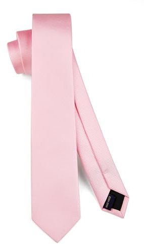 HISDERN Cravate Homme rose 6CM fines de couleur unie idéales pour les mariages et les affaires Plusieurs couleurs disponibles rose pâle