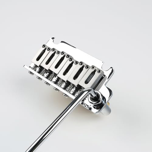 OVSAL 2-Point Electric Guitar Bridge 10.8mm Tremolo Bridge with Brass Block and Steel addles for 6 String Start St Electric Guitar Replacement Parts Chrome