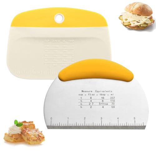 XOXVURI 2 Pezzi Tagliapasta Multiuso, Tagliapasta Spatola in 304 Acciaio Inossidabile e Raschietto in Plastica per Impasti Pasta Pane Pizza Dolci Lavori Pasticeria