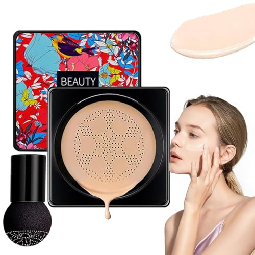 Mushroom Head Air Cushion foundation CC Cream, luftkudde CC grädde, svamp lufthuvud professionell täckande foundation, lång livslängd fuktgivande oljekontroll täckning porer foundation (naturlig)