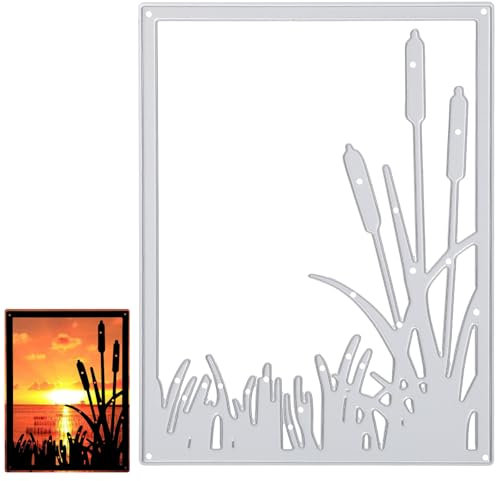 Reed Grass Frame Die Cuts for Card Making Metal Cutting Dies for Scrapbooking Decor Paper Craft Dies for Card Making Die Cuts Stencils for DIY Crafts Party Wedding Decorations(Square 4.5x3.46inch)