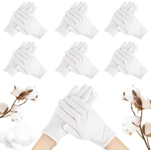 FENGXUANWL 18 Paia Di Guanti Di Cotone Elastici Bianchi, Guanti Di Cotone Traspiranti Per Identificazione Dei Gioielli E Occasioni Formali, Taglia Unica