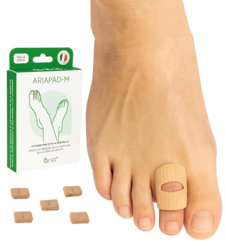ária AriaPad-M Tutore Podologico per Dita a Martello | Supporto in Gel per Scaricare Pressione e Sfregamento | Sollievo per Dita in Griffe | Dispositivo Medico CE | 5 Pezzi