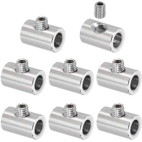 sourcing map 8 clip per funi metalliche, diametro interno 7 mm, diametro esterno 12 mm, morsetti per cavi a foro singolo, chiusure di sicurezza in acciaio inossidabile 304 con viti M6 per sartiame