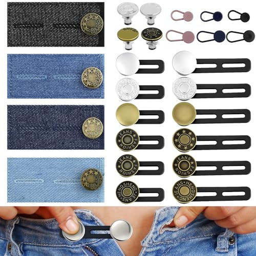26 stycken byxförlängning knapp justerbar byxknapp metall förlängning jeans knappförlängning för byxor byxförlängning graviditet för kvinnor män