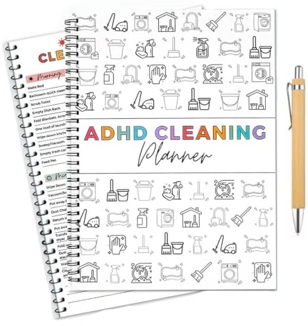 ADHD Cleaning Planner with Pen, Adhd Cleaning Planner for Adults and Teens | Household Cleaning and Checklist Management, ADHD Planner Schedule with List Chart for Daily, Weekly, Monthly, Annually