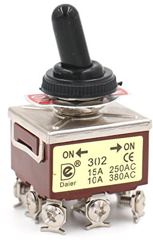 Heschen Interruttore a levetta in metallo, HS-302, 3PDT, tipo mantenuto, ON/ON 2 posizioni, 15A 250VAC, 10A 380VAC, con copertura impermeabile, CE