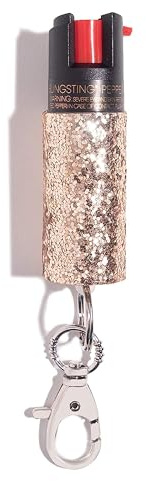 Pepper Spray Maximum Strength Self Defense Keychain for Women, 12-Foot Spray Range & UV Dye - Glitter