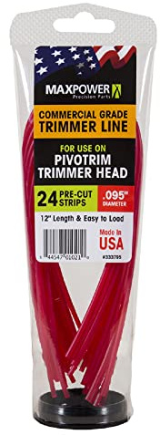 MaxPower 333795 Pivotrim Commercial Grade Trimmer Line Replacement Strips .095 x 12 - 24 Strips, Red
