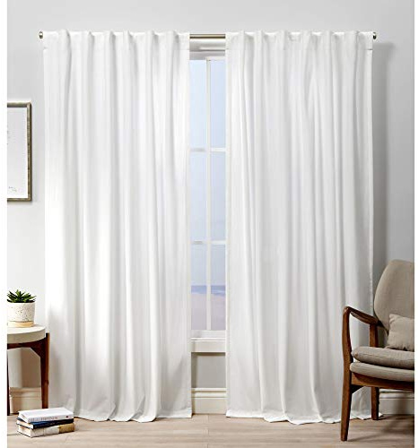 Exclusive Home Curtains Velvet Hidden Tab Top Curtain Panel, 52x96, Winter White, 2 Panels