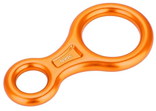 Rescue Descender, 35KN Abbildung 8 Abseilgerät aus Aluminiumlegierung zum Abseilen und Sichern beim Klettern(Orange)