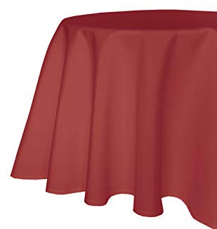 texpot Gartentischdecke 140 cm rund in Rot mit Leinen Optik Lotuseffekt Fleckschutz Bügelfrei Tischdecke
