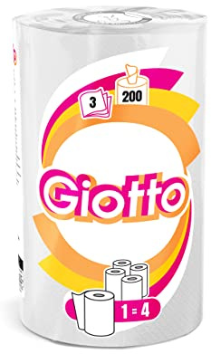 Bobinetta Asciugatutto GIOTTO 3 veli PURA CELLULOSA 200 strappi - Vendita a cartone contenente 12 bobinette