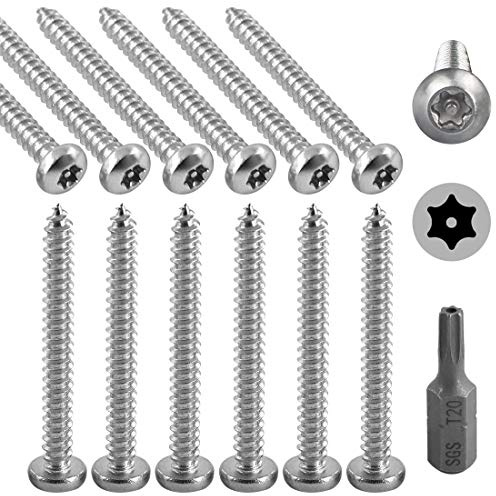 Hilitchi 50 Pcs M4 x38mm Stainless Steel Button Head Torx Sheet Metal Screws Security Silver Screws Anti-Theft Tamper Proof with Bit T20