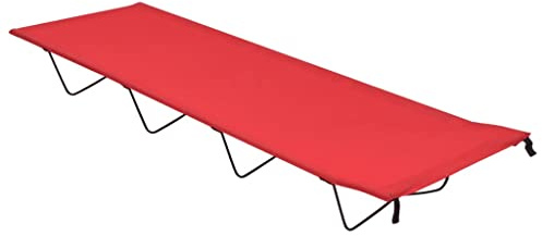 vidaXL Camping Bed Sporting Goods Outdoor Recreation Hiking Camp Furniture Field Bed Foldable Sunlounger 180x60x19 cm Oxford Fabric and Steel Red
