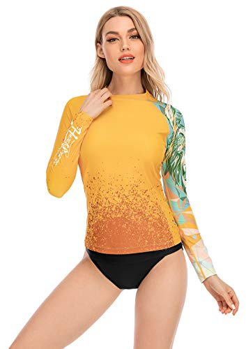 HUGE SPORTS Rash Guard für Damen Langarm Bademode Shirts Schnell Trocknender Surftop King Kong L