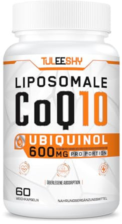 Coenzyme Q10 liposomale ubiquinol, dose élevée de 600 mg par portion, 300 mg par capsule, coenzyme Q10 antioxydant hautement biodisponible (Pack of 1)