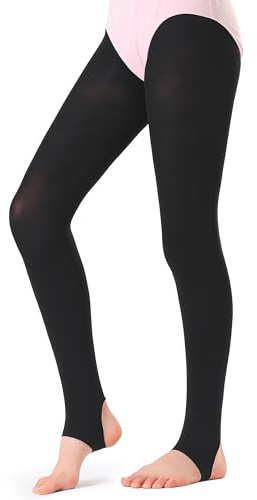 Stelle Girls Women Stirrup Tights Ultra Soft Dance Tights for Ballet, Gymnastics, School (Little Kid/Big Kid/Women)（Black，S/M）