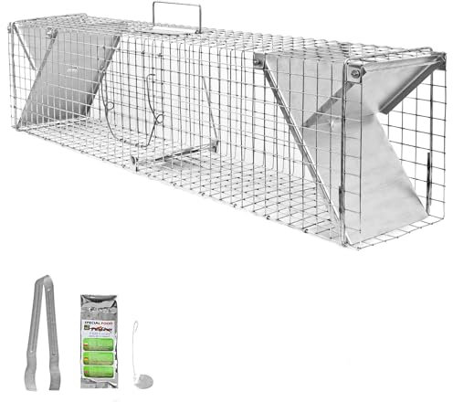 Tierfalle Lebendfalle für Ratten Marder Lebend Garten Marderfalle Rattenfalle Kaninchen Katze Fuchs 102 cm Falle Lebendfallen 2 Eingänge Hasen Umsiedlung Petigi