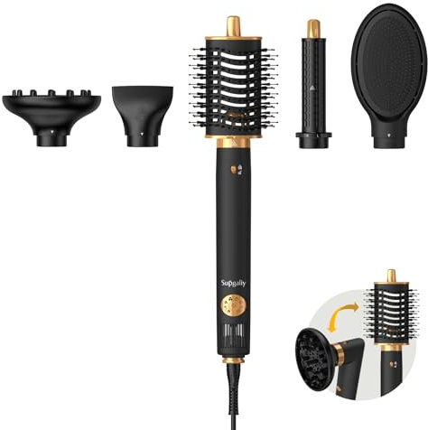 Supgaliy Airstyler 5 IN 1, Ionen Haartrockner mit Diffusor, Haarstyler Set mit Lockenstab Automatisch,Warmluftbürste,Glättbürste,Haarglätter Bürste