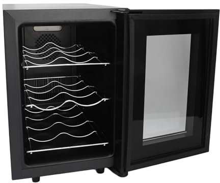 Wifehelper 100-240V Refroidisseur à Vin 6 Bouteilles Réfrigérateur Thermoélectrique Petit Refroidisseur à Vin 12°C-15°C Contrôle de la Température Cave à Vin Autoportante avec Affichage LED