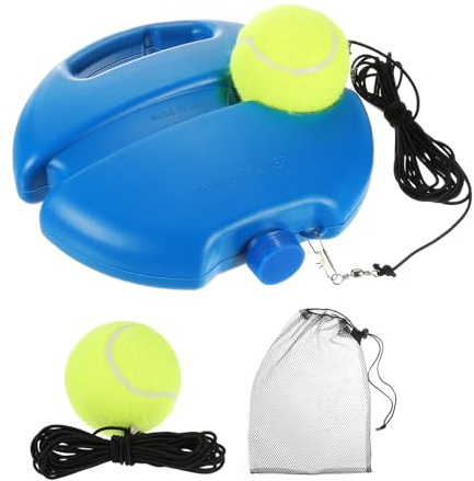 PATIKIL Tenis Entrenar Rebote Pelota con 2 Cuerda Bolas Solo Tenis Entrenamiento Equipo Auto-Práctica Portátil Tenis Entrenamiento Herramienta Rebotador para Principiantes Azul