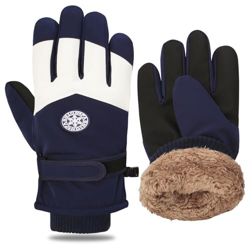 Rutschfeste Thermo Wasserdichte Skihandschuhe, Kältebeständige Snowboard Handschuhe, Touchscreen Warme Winddichte Winterhandschuhe, Verdickte Fahrradhandschuhe mit Fleecefutter für Wandern Motorrad
