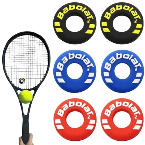 FYHJNC Tennis Racquet Dampener & Shock Absorber, 6 Pcs Tire Shape Silicone Vibration Dampeners for Tennis Racket, Red Blue Black Set for Tennis & Squash
