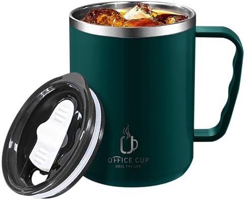 17 oz Stainless Steel Insulated Coffee Mugs Cup, 500ml Travel Mug Cup, Hot and Cold Travel Mug with Lid, Spill Proof Coffee Mug, Portable Tea Cup, Coffee Mug for Tea, Hot Drink, Cold Drink (green)