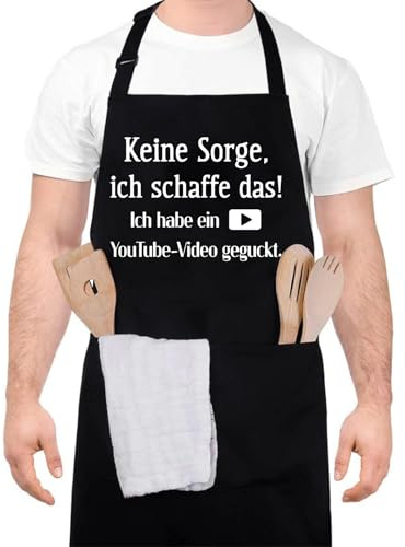 Livdouyu Lustige Kochschürze Herren Grillschürze für Männer Verstellbar Personalisierte Schürze mit Taschen Küchenschürze für Papa und Opa Geschenke für Männer
