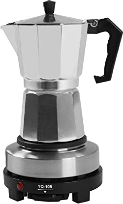 POTYYH Caffettiera espresso per 6 tazze, in alluminio, con piastra riscaldante elettrica, 300 ml, per fornelli a gas, fornelli elettrici, in ceramica