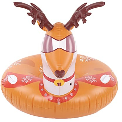 Luge Gonflable pour Cercle de Ski | Tube à Neige Rond et Robuste en PVC | Jouet Gonflable sur Le thème de Noël pour Les Jeunes/Piscine/Sports d'hiver | Capacité de Poids de 220 LB