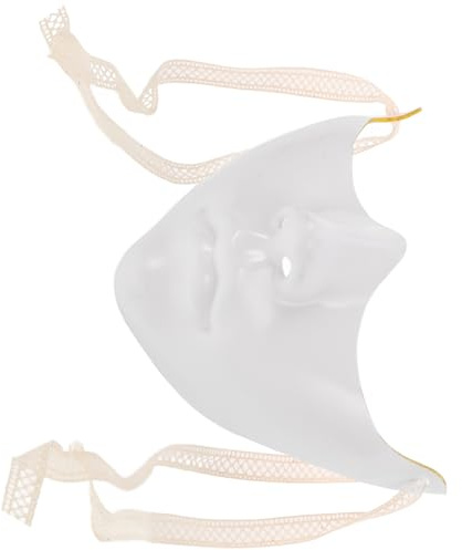 GARVALON 2 pièces Masque Carnaval Demi-visage Blanc Plastique Léger avec Cordon pour Femme Accessoire Cosplay et Fête à Thème Masque Mascarade Polyvalent pour Soirées et Carnaval