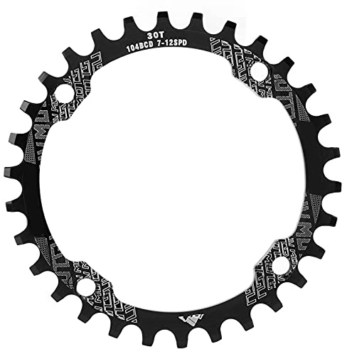 104 Bcd Chainring, Single Speed Round Oval Chainrings Aluminum Alloy 30t Crank Narrow Wide Bike Single Accessories for Mountain Bike (Black)